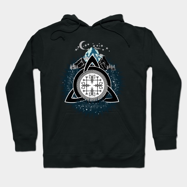 Nordic Charm: Exclusive Design of Triquetra and Vegvisir on Essential Products Hoodie by Cery & Joe New Style